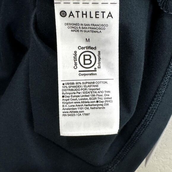 Athleta Shirt Womens Medium Black Essential Tee Supima Cotton Stretch Crewneck - Picture 6 of 8